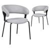 Raimon Furniture Set Of 2 Korey Chenille Fabric Kitchen Dining Chair Black Powder Coated Legs Silver Grey