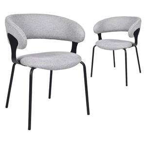 Raimon Furniture Set Of 2 Korey Chenille Fabric Kitchen Dining Chair Black Powder Coated Legs Silver Grey