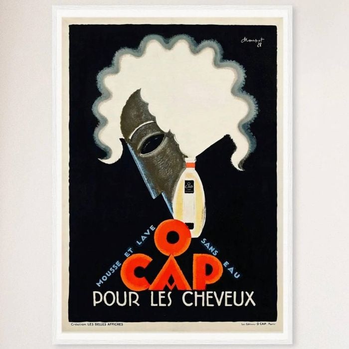 Galrie O Cap Pour Les Cheveux Vintage Advertising Poster by Charles Loupot Art Decor, White Frame, A4 21 x 30cm (8 x 12inch)