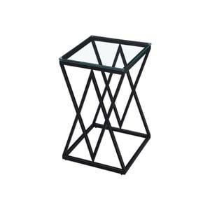 Elegant Collections Black White Glass Beverly Side Table