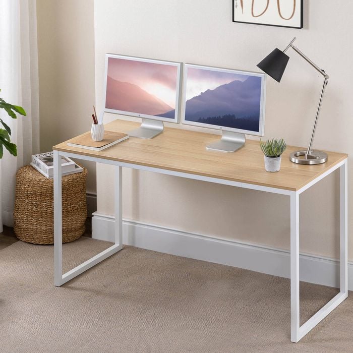 Zinus Computer Desk Home Office Table Study Desks Wooden - White 140cm