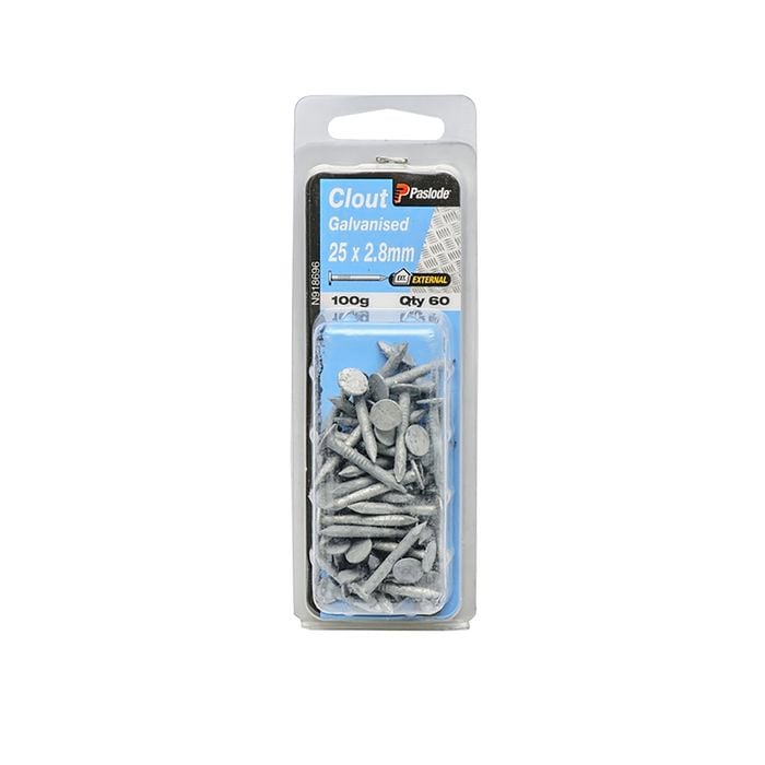 Paslode 25 x 2.8mm Galvanised Clout Nails - 60 Pack
