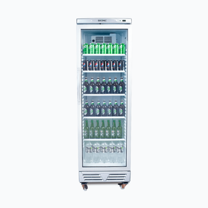 Bromic Upright Display Fridge - 372L - 1 Door - Flat Glass - White with Silver Trim
