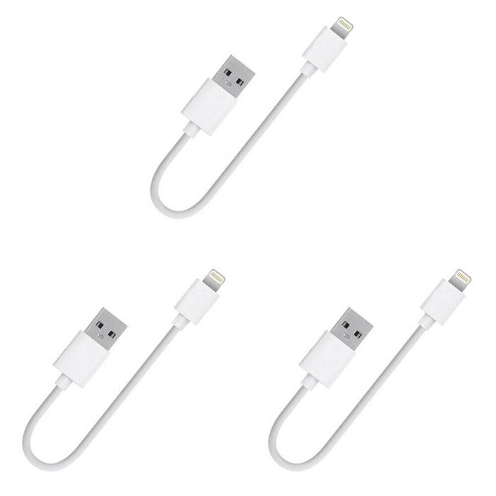 iWill 3 Pack 20cm Short Data Transfer Charger Charging USB Cable Cord for Apple iPhone iPad iPod Bulk White