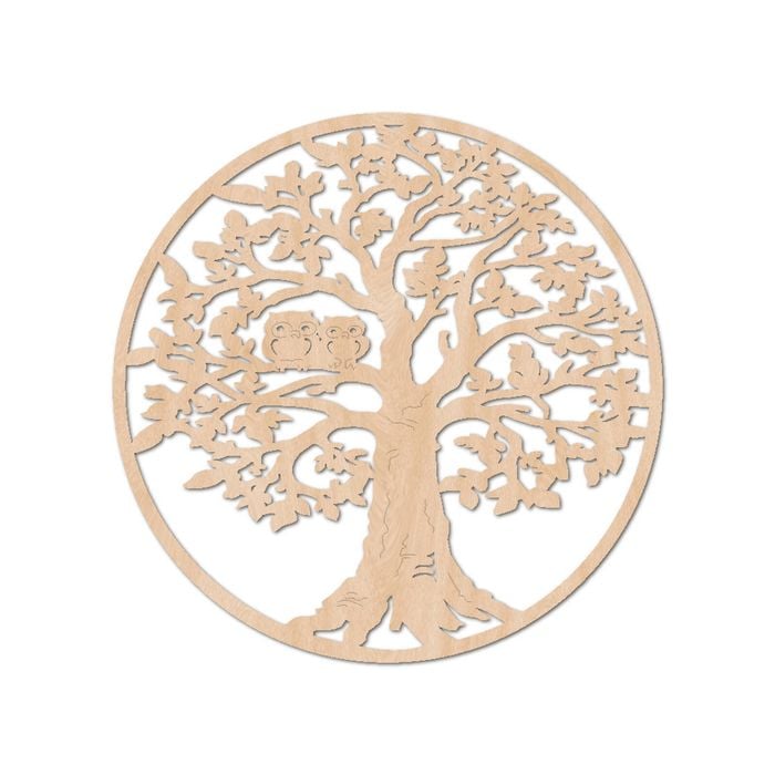 Nord Deco Wooden Coaster Kitchen Decor 10x10cm - Owls in Tree