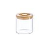 Argon Tableware Glass Jar With Wooden Lid Storage Container - Round Scandinavian Style Airtight Canister - 550ml