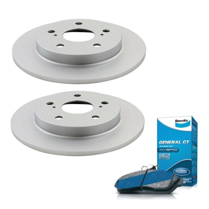 Basco Rear Disc Rotors + Bendix Brake Pads for Toyota Corolla ZRE182 ZRE152R - BRK1031