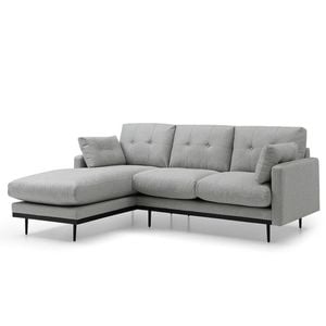 Modern Furniture HAVANA 3 Seater Sofa with Left Chaise - Light Grey & Black