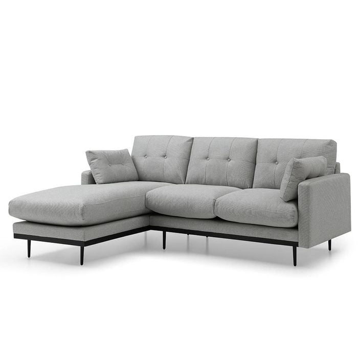 Modern Furniture HAVANA 3 Seater Sofa with Left Chaise - Light Grey & Black