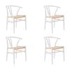 Ark Wishbone 4pc Set Dining Chair Replica Hans Wenger Beech Timber Wood White