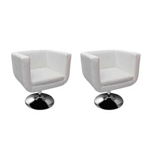 vidaXL 2x Bar Chairs White Faux Leather Armchair Antique French Chair Sofa