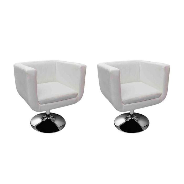 vidaXL 2x Bar Chairs White Faux Leather Armchair Antique French Chair Sofa