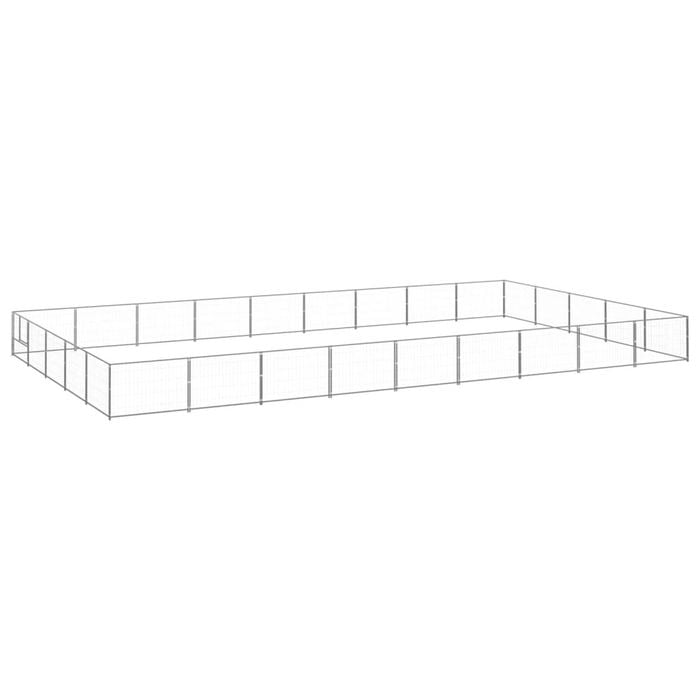 vidaXL Dog Kennel Silver Steel Outdoor Puppy Enclosure Dog Pet Supply Cage