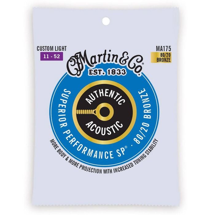 Martin Guitar MA175 Authentic Acoustic Strings 80/20 Bronze Custom Light
