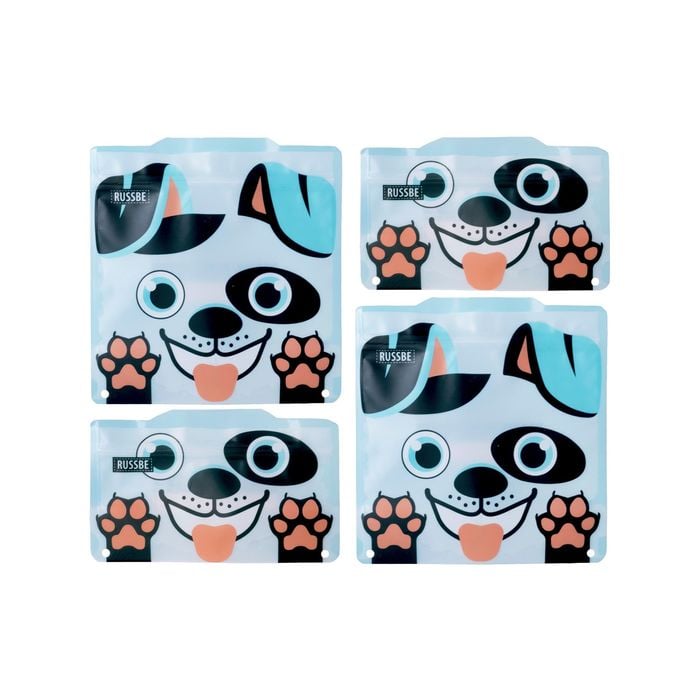Russbe Reusable Snack & Sandwich Bag Set 4pc Dog