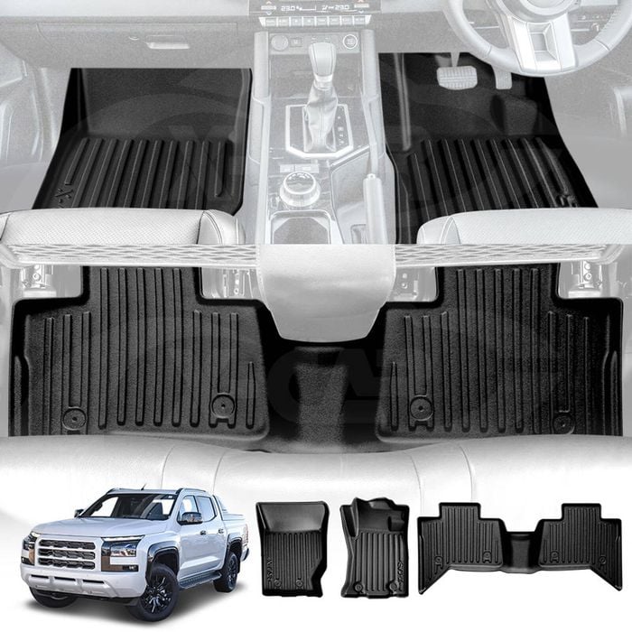 3D Heavy Duty Mats Floor Liner Full Set Carpet for Mitsubishi Triton MV Double Cab 2024-Onwards