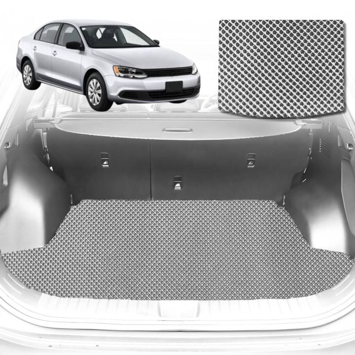 6D Diamond Car Boot Mat for VolksWagen Jetta 1B2011-2017-Sedan-Cargo Mat-Grey-Outback GT