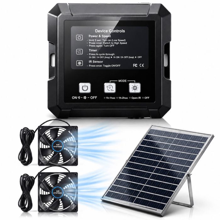 Advwin Solar-Powered Fan Kit Exhaust Fan for Chicken Coop Dog House