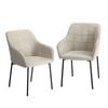 Oikiture Set of 2 Dining Chairs Kitchen Accent Armchairs Linen Fabric