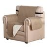 Smarcute 1 Seater Quilted Reversible Pet Friendly Non-Slip Sofa Cover with Straps Taupe