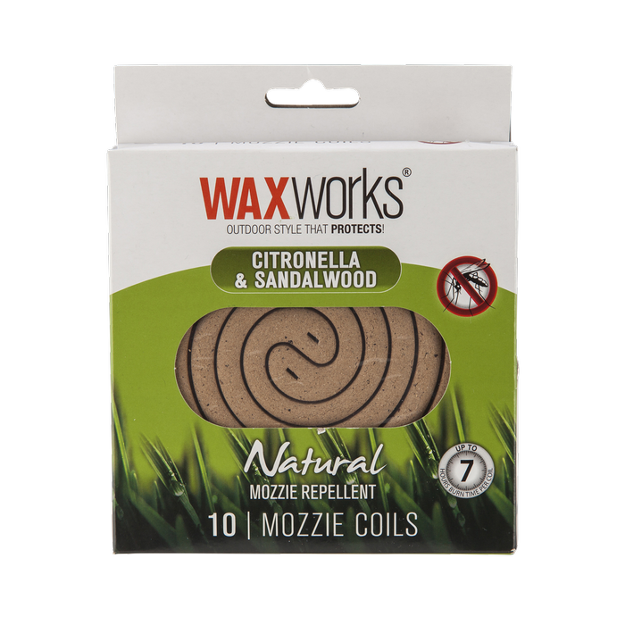 Waxworks Citronella And Sandalwood Mosquito Repellent Coils - 10 Pack