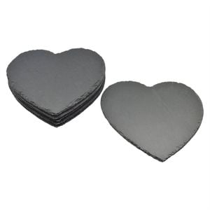 Argon Tableware 6x Heart Slate Placemats - Natural Stone Rough Edge Slate Dinner Mats Dinnerware Plate Placemats