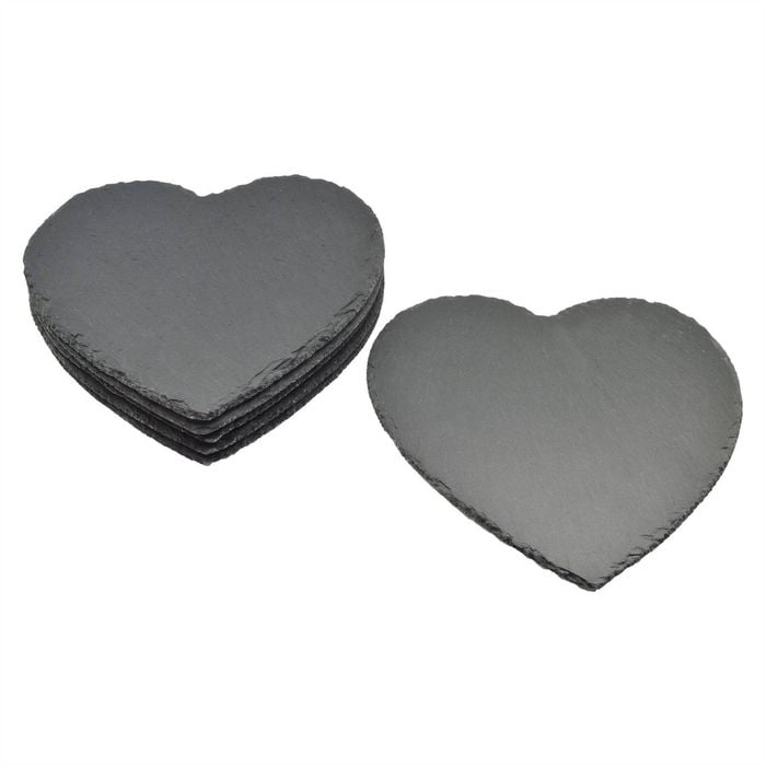 Argon Tableware 6x Heart Slate Placemats - Natural Stone Rough Edge Slate Dinner Mats Dinnerware Plate Placemats