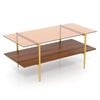 Costway 2-tier Tempered Glass Coffee Table Rectangle Center Table