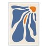 Galrie Stunning Abstract Flowing Forms Art Print in Blue and Orange Minimalist Style, White Frame, 70 x 100cm (28 x 40inch)