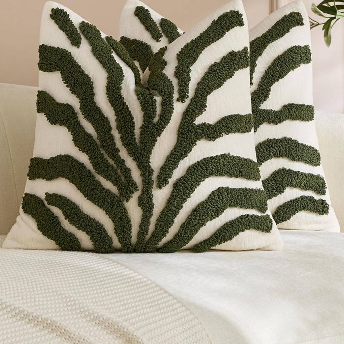 Gioia Casa 2-Pack Tufted Leaf Cushion Covers 45cm x 45cm - Khaki Green