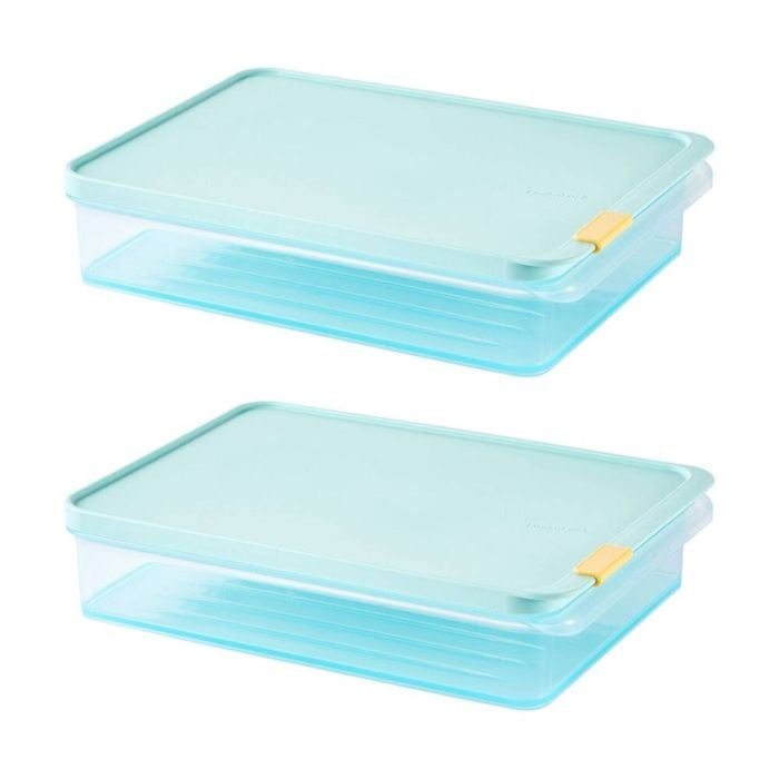 2PK LocknLock Freezer Fit Food Storage Container Microwave Safe 2.2L Blue Lid