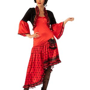 Rubie's Spanish Dancer Flamenco Costume Dress With Headpiece Adult Red Black