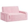 Ufurniture 3-in-1 Kids Couch Convertible Toddler Armrest Lounge Chair with Side Storage Pockets and Non-Slip Base Pink