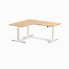 Desky L-Shape Melamine Sit Stand Desk Wheat Frame 160x140cm Left Return - Sublime Teak