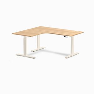 Desky L-Shape Melamine Sit Stand Desk Wheat Frame 160x140cm Left Return - Sublime Teak