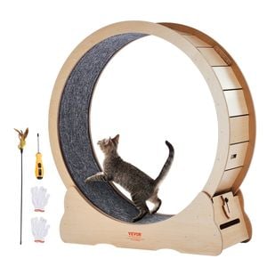 VEVOR 1100mm Cat Exercise Wheel Wooden Board with Detachable Carpet for Training