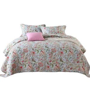 Catzon 3 Pieces Queen Size Quilt Bedding Set Floral Reversible Bedspread