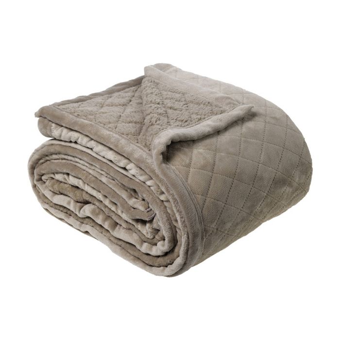 Bianca Mansfield Sherpa Blanket 480gsm Home Bedding Silver Grey Super King Bed