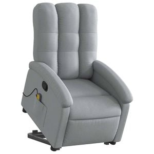 vidaXL Stand up Massage Recliner Chair Armchair Single Sofa Light Grey Fabric