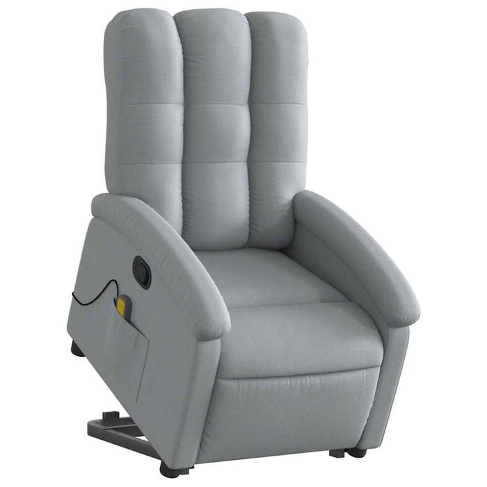 vidaXL Stand up Massage Recliner Chair Armchair Single Sofa Light Grey Fabric