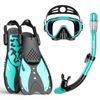 EMSINA Snorkel Set Mask Fin Trek Fin Dry Top Snorkeling Gear Adults Travel Bag (Green B3 S/M x3)