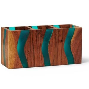 Wood-epoxy Island Paradise Triple Cutlery Holder