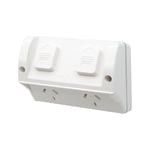 Deta Outdoor Double Power Point With Shallow Mounting Box And Bracket