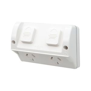 Deta Outdoor Double Power Point With Shallow Mounting Box And Bracket