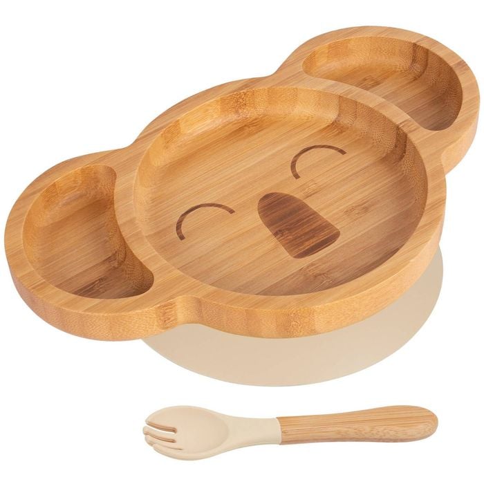 Tiny Dining Bamboo Koala Baby Weaning Plate & Fork Set