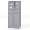 Costway Floor Cupboard Cabinet Bathroom Storage Organizer 4 Door 2 Drawer