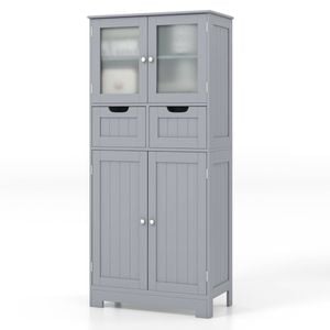 Costway Floor Cupboard Cabinet Bathroom Storage Organizer 4 Door 2 Drawer