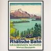 Galrie Rhaetian Railway Graubünden Switzerland Vintage Travel Poster Art Print Décor, Black Frame, A2 42 x 60cm (16 x 24inch)
