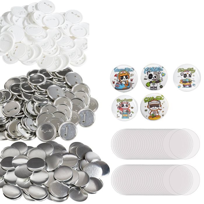 VEVOR 58mm Pin Back Button Parts 500 Sets DIY with Metal Top For Gifts Presents