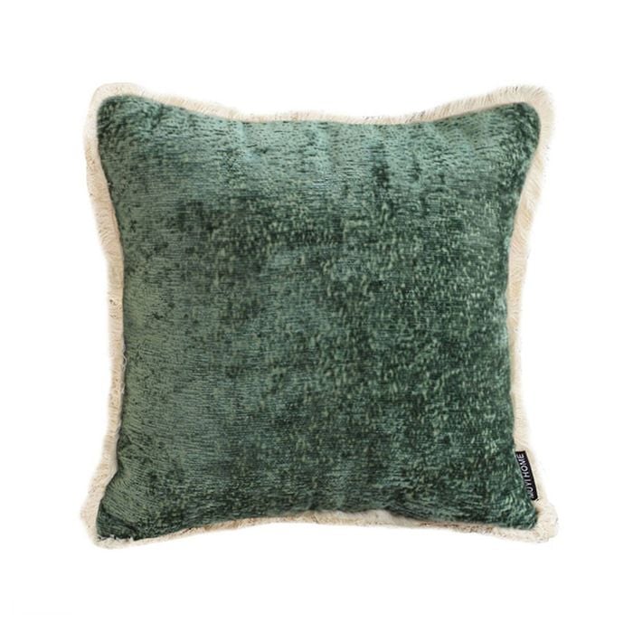 SOGA Jade Green Chenille Tassel Throw Pillow 45cm